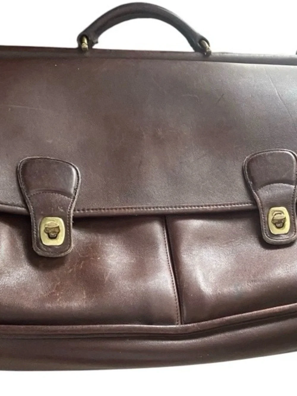Coach Leather Briefcase CBC-5297 Brown Laptop Messenger Bag With Brass Hardware